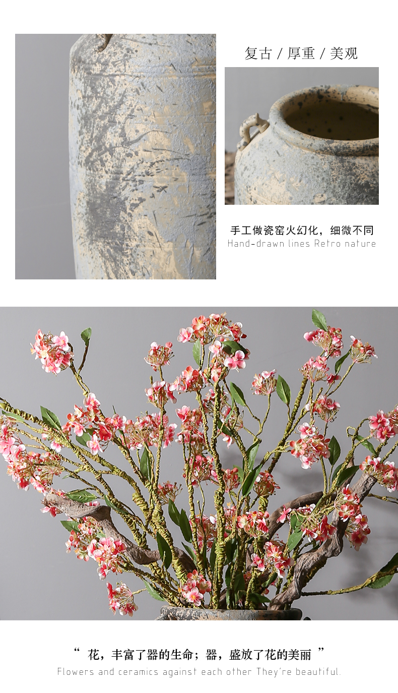 Jingdezhen creative pottery basin ceramic restoring ancient ways of large vase simulation flower arranging dried flowers sitting room decoration decoration parts