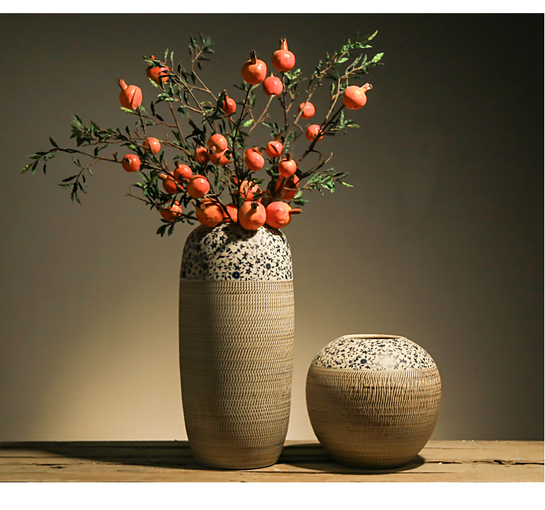 Jingdezhen landing simulation flower decoration flower vase restoring ancient ways of new Chinese style tea house sitting room, bedroom decoration pomegranate fruit