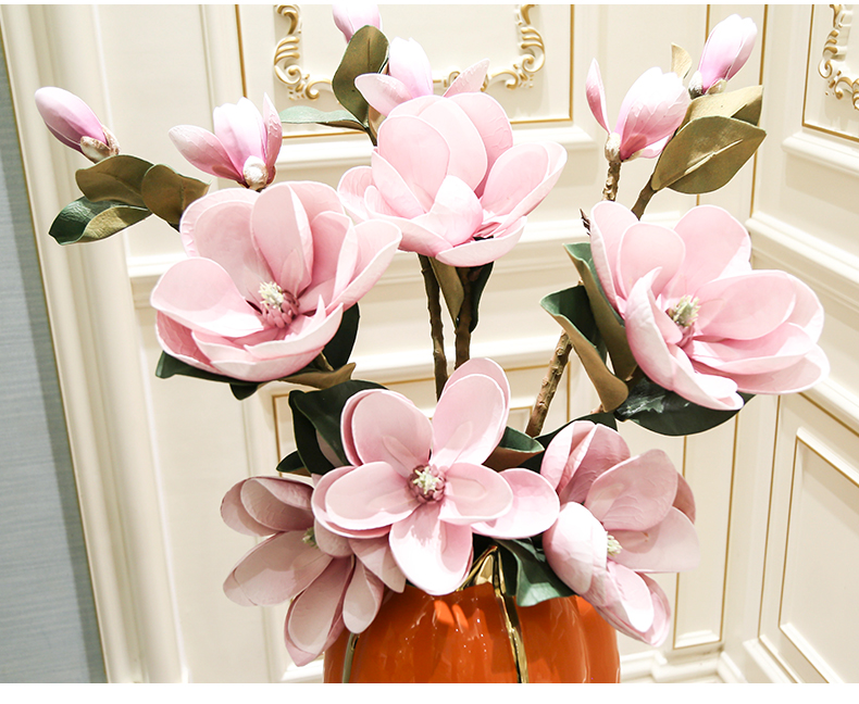 Light key-2 luxury furnishing articles sitting room put ceramic vase simulation flower of high - grade floor bedroom large flower decoration decoration flower art