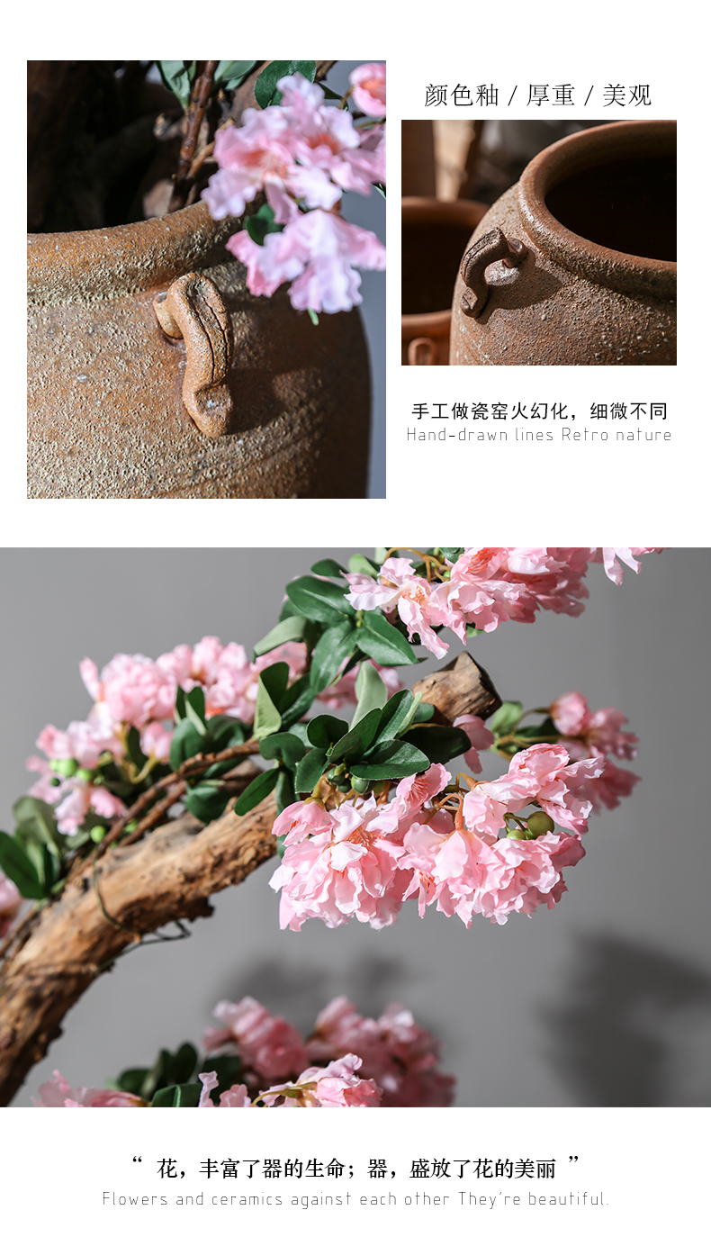 Jingdezhen ceramic of large vases, flower implement simulation flower arranging dried flowers sitting room adornment is placed to restore ancient ways pottery basin