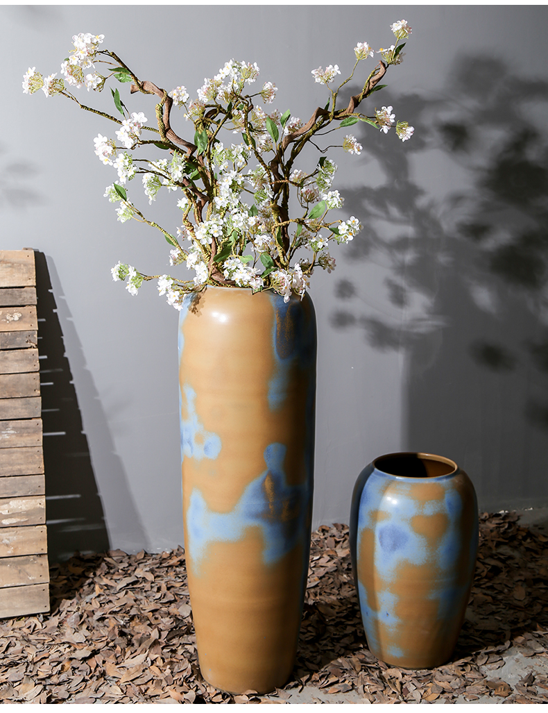 Sitting room ground ceramic vase furnishing articles to restore ancient ways American plug-in the dried flower implement jingdezhen coarse pottery flowerpot decorations