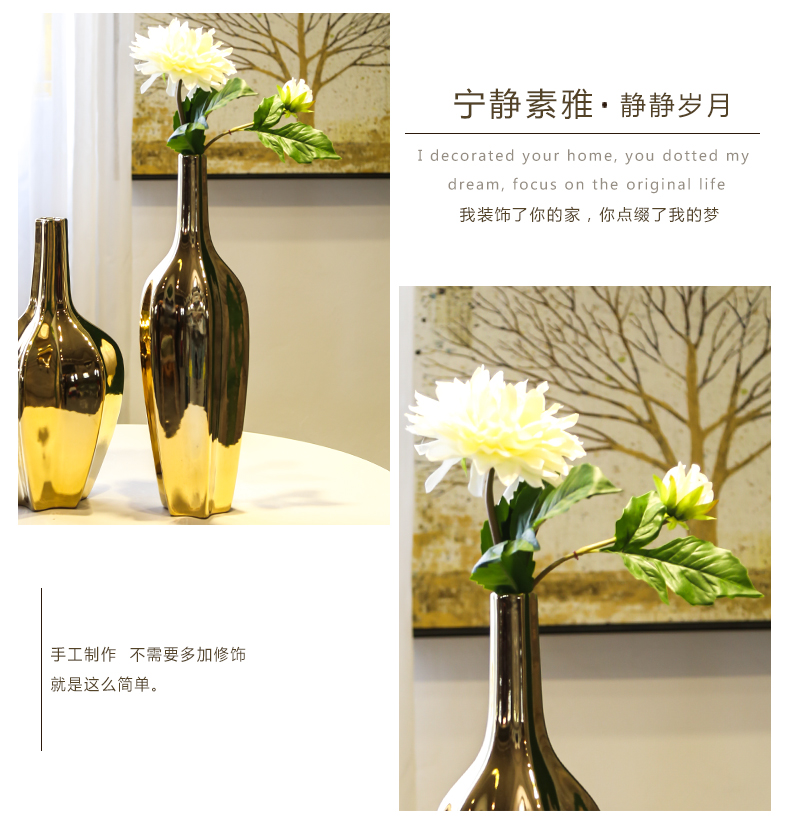 Jingdezhen ceramic furnishing articles between example of new Chinese style club house decoration decorative vase gold - plated flower implement TV ark, receptacle