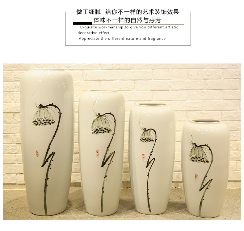 Jingdezhen ceramic new Chinese vase mall cafe restaurant sitting room adornment flower flower implement landing place