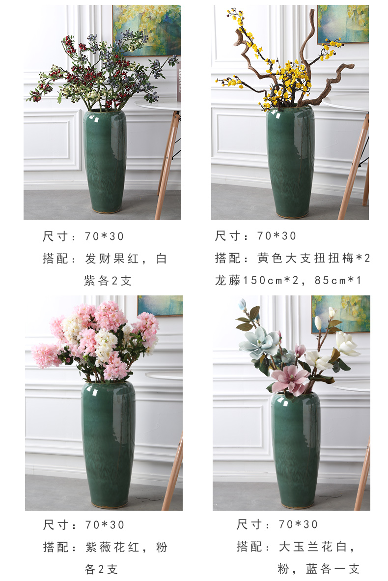 Jingdezhen landing big vase fake flowers furnishing articles sitting room furniture decoration landing simulation flower arrangement home decor