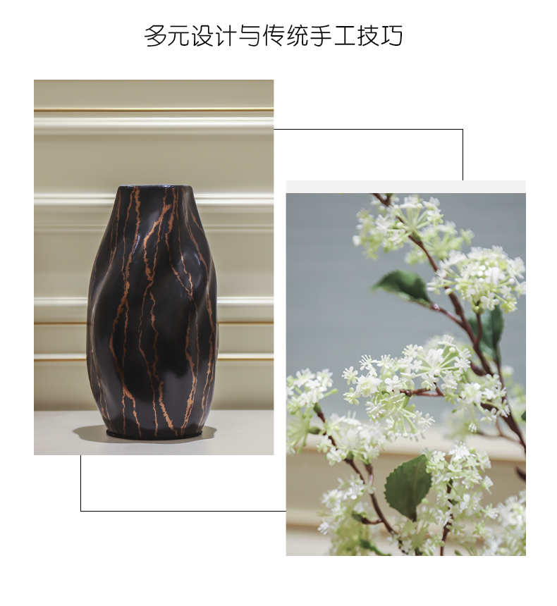 Jingdezhen ceramic vase decoration light key-2 luxury the mock up room a flower arrangement sitting room porch European new Chinese style table vase