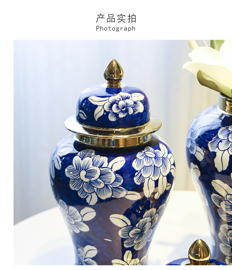 Mesa of the new Chinese jingdezhen ceramic vase living room TV cabinet table home furnishing articles simulation flower art