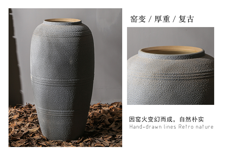 Jingdezhen ceramic large vases, I and contracted landing simulation flowers flower arrangement sitting room adornment furnishing articles pottery basin of restoring ancient ways