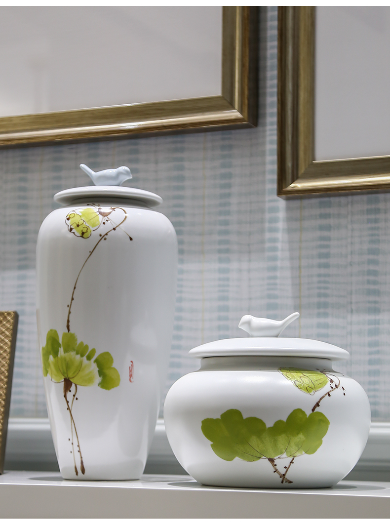 The Rural modern adornment household soft outfit decoration piggy bank furnishing articles jingdezhen ceramic painting of flowers and a porch handicraft