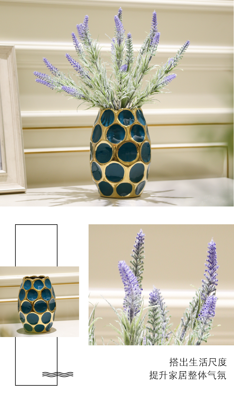 Nordic light furnishing articles sitting room key-2 luxury vase flower arranging creative contracted and I ceramic dried flowers, soft floral decorations simulation