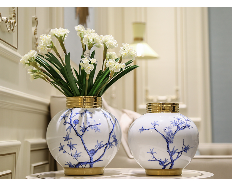 Jingdezhen ceramic porcelain simulation dried flower vase furnishing articles furnishing articles, the sitting room is the study of new Chinese style porch flower arranging decoration