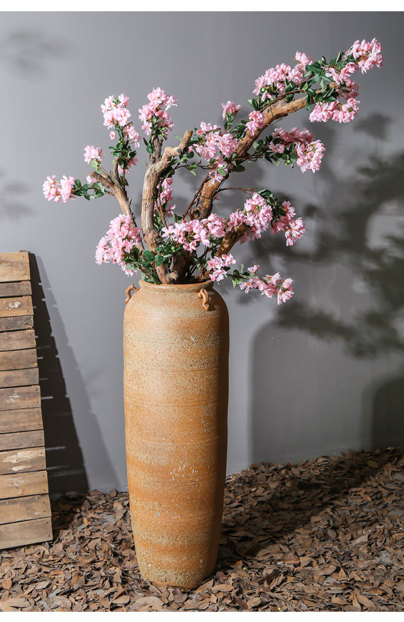 Jingdezhen ceramic of large vases, flower implement simulation flower arranging dried flowers sitting room adornment is placed to restore ancient ways pottery basin