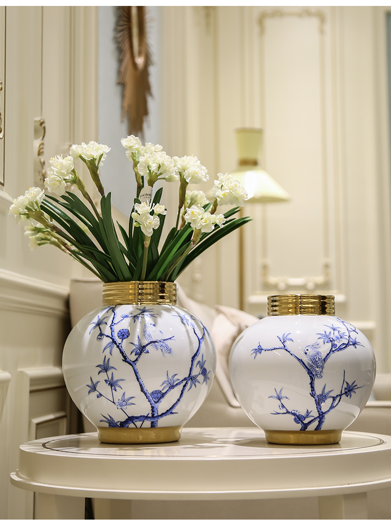 Jingdezhen ceramic porcelain simulation dried flower vase furnishing articles furnishing articles, the sitting room is the study of new Chinese style porch flower arranging decoration