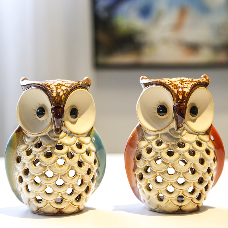 The owl ceramic small desktop furnishing articles furnishing articles animals living room, bedroom of children room TV ark, home decoration decoration