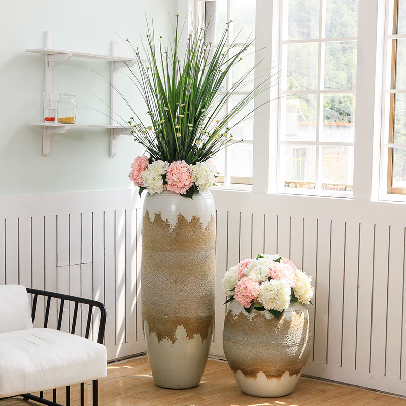 Jingdezhen retro creative pastoral big vase hotel lobby villa garden decoration floral landing place