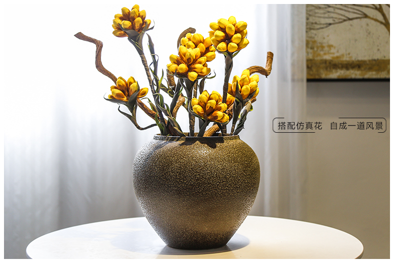 Jingdezhen coarse pottery mesa of porch is decorated vase simulation flower flower flower implement restoring ancient ways suit furnishing articles ceramic decoration