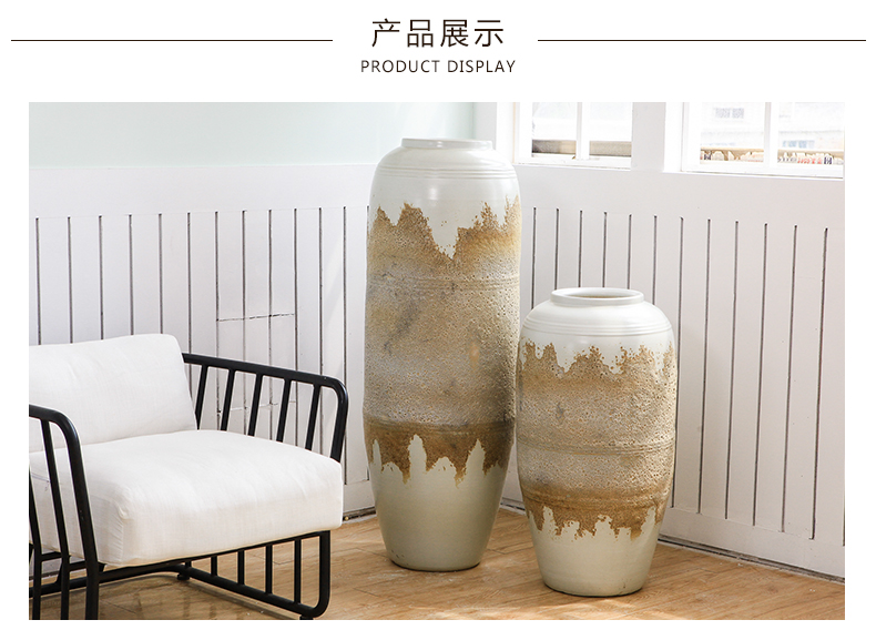 Jingdezhen retro creative pastoral big vase hotel lobby villa garden decoration floral landing place