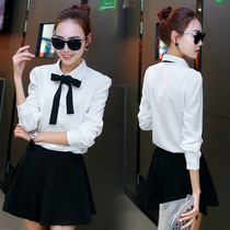 Small subKorean version for work interview white shirt woman 2022 spring fit long sleeve loose beat bottom blouse spring clothes woman