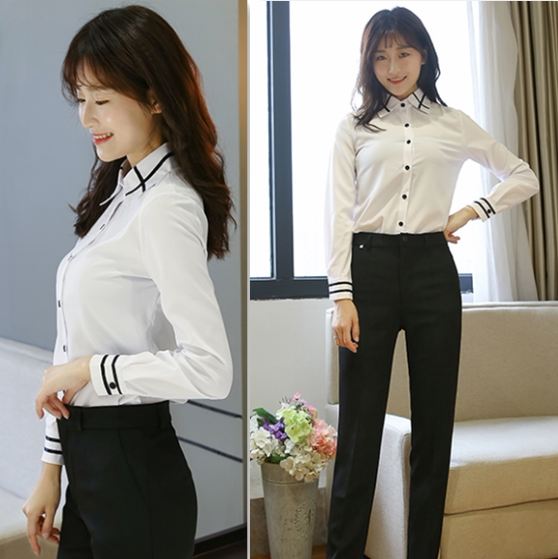Small sub-white shirt female professional clothes spring blouse with large size and large size relaxed teacher interview for women's spring clothes