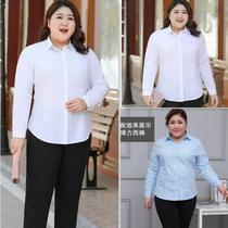 Extra-large code 230 catty of professional dress Long sleeves white shirt woman 2022 Spring loaded Korean version increased number of loose work clothes