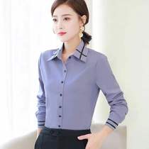 2022 Spring loaded professional dress white shirt female Korean version long sleeve big code positive dress blouse spring to work and work clothes lining clothes