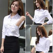 Small white shirt women's 2021 autumn new casual professional coat autumn clothes Korean version of large size overalls