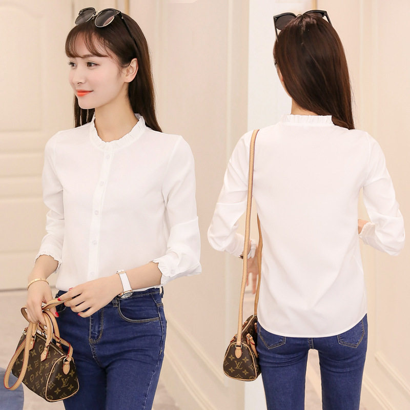 White shirt woman new long sleeve Korean version for work clothes 2022 spring dress shirt loose with slim spring clothes
