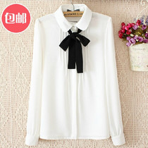 Small sub Korean version Spring loaded with cute butterfly knot lace to work shirt woman long sleeve college wind spring blouse