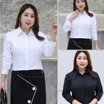 White shirt woman long sleeve spring dress blouse 230 catwalk for more overweight clothes Fat mm to work and working office ladies