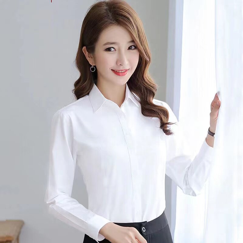 Autumn business wear white shirt women's fashion large size work clothes women's long-sleeved bottoming layered shirt Korean style work clothes