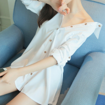 Autumn white shirt women's long fashion shirt women's loose long sleeve Joker cardigan base coat autumn clothes