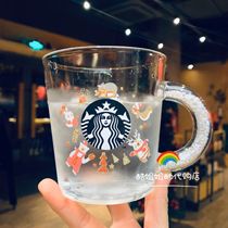 Starbucks 2019 Ouyang Nana crystal particles Rhinestone handle Christmas Carnival cold change drinking water glass
