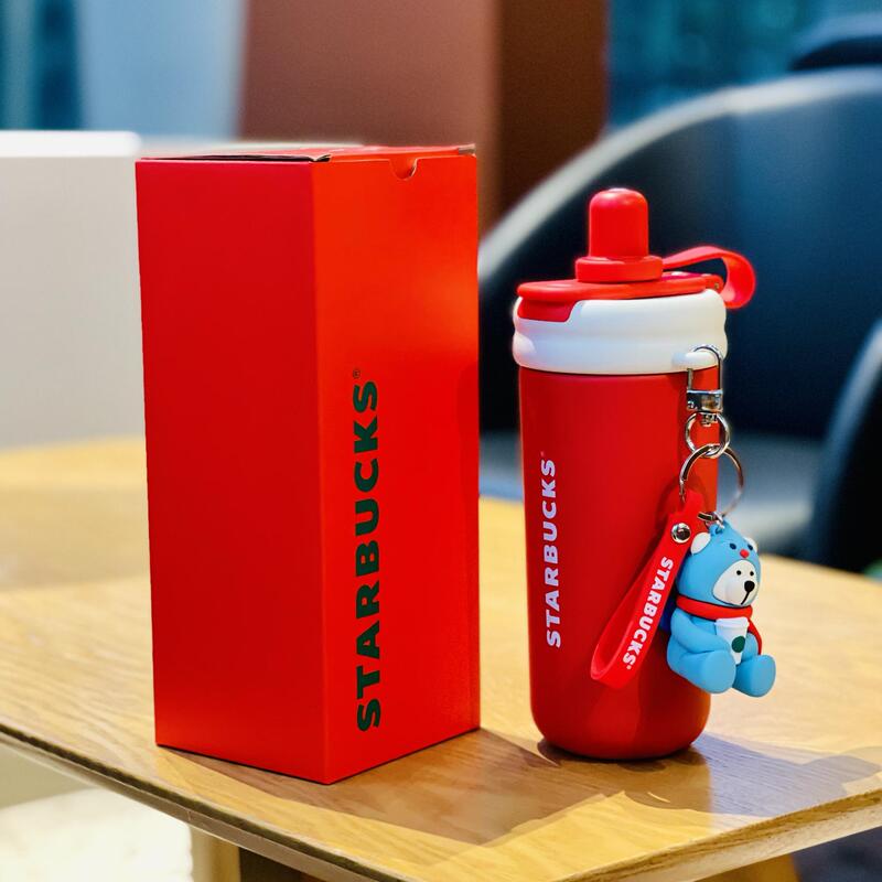 Starbucks Christmas Gift Classic Red Cup Cute Winter Cup Stainless Steel Tea Filter Straw Cup with Origin Pendant