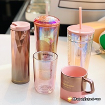 Starbucks 2022 Valentines Day gifts Jedi pink Pink Laser Diamond Glass Straws Insulated Mark Cups