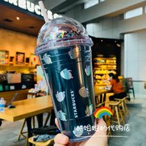 Starbucks 2019 Mid Autumn Teacher Festival Laser Cute Jade Rabbit Tattoo Plastic Shiny Sheet Arch Cover Straws Drinking Water Cups