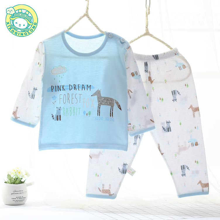 Xiaoqinglong điều hòa không khí phù hợp với trẻ em bông đồ ngủ cotton phần mỏng sợi tre đồ lót chàng trai phù hợp với cô gái mùa hè ăn mặc