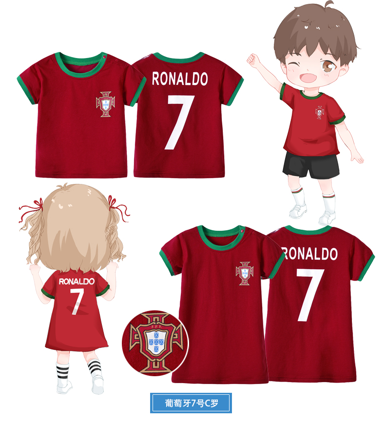 Cha mẹ và con mặc mùa hè 2018 World Cup bóng đá quần áo ngắn tay T-shirt cha mẹ và con nạp một gia đình ba bốn gia đình nhà mùa hè