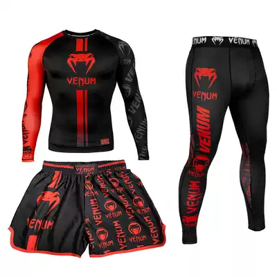 Venom Muay Muay Thai Long Sleeve Three Piece Men's MMA Boxing Sanda Training Suit Fighting UFC Quick Dry Fitness
