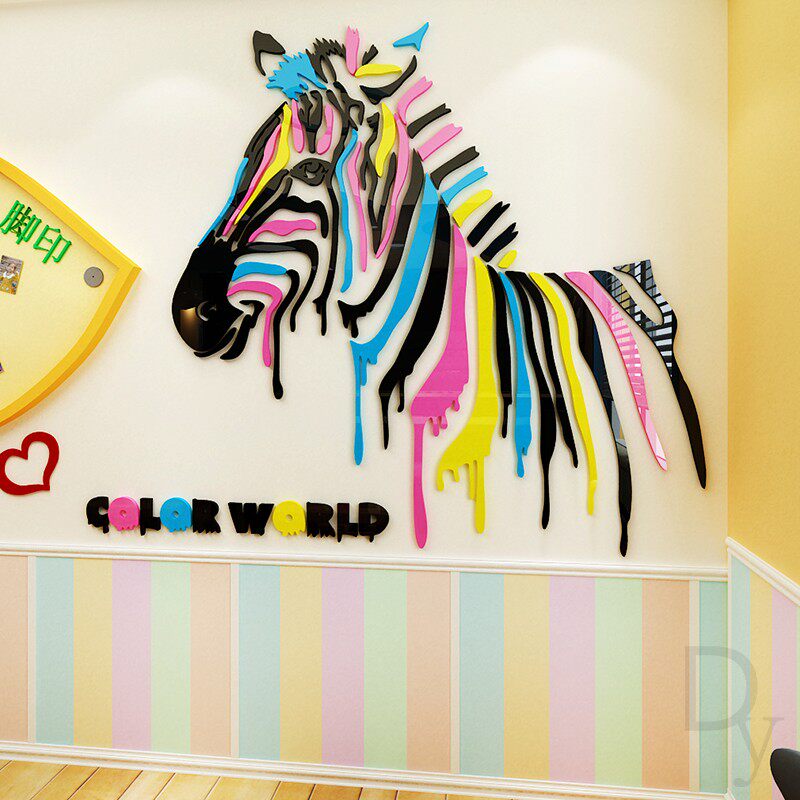 School art classroom 3d three-dimensional wall stickers education training institution studio layout kindergarten wall decorations