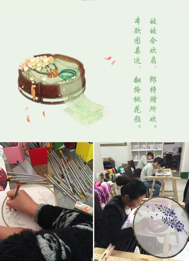 Handmade thêu thêu người mới bắt đầu kit chất liệu gói cung điện fan hâm mộ nhóm fan hoa khung tranh thêu