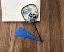  Su embroidery finished embroidery palm fan double-sided embroidery handmade group fan Chinese style round fan palace fan 10CM Landscape