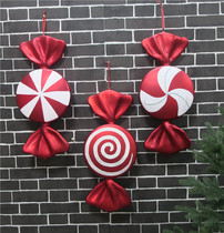Heidi wedding Christmas window decoration pendant 55cm red and white painted candy shape decoration set for sale