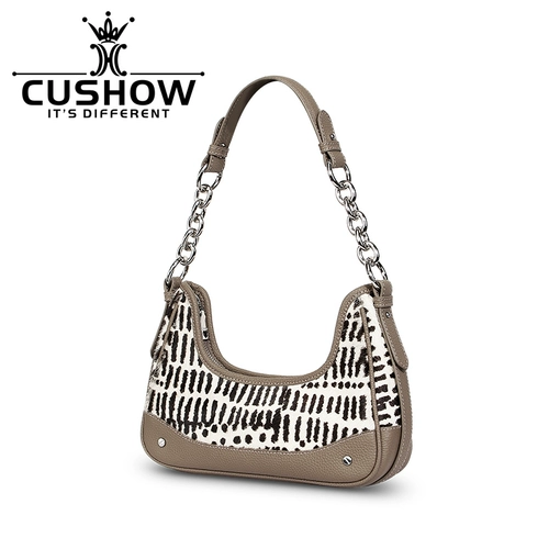 Кожаная сумка на одно плечо на цепочке, изысканный стиль, воловья кожа, коллекция 2023, из натуральной кожи