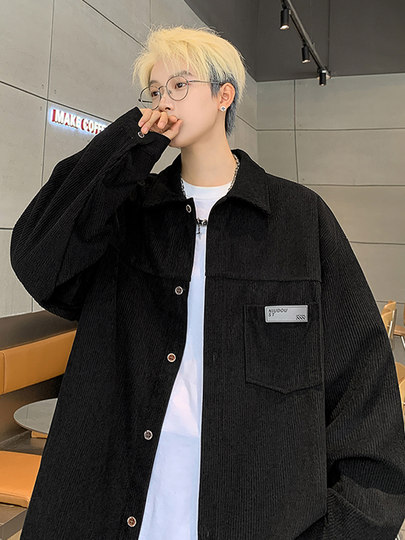 Chemise en velours côtelé à manches longues pour hommes, veste rétro américaine de grande taille, belle chemise japonaise haut de gamme, printemps et automne