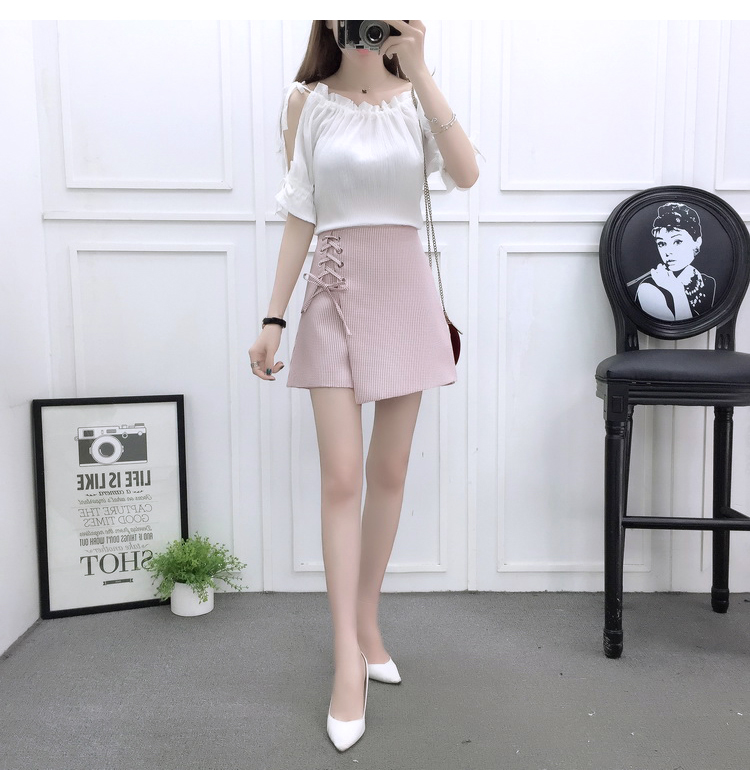 VK旗艦店 韓國風露肩時尚雪紡高腰系帶綁帶套裝短袖裙裝