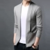 Áo len đan len nam mùa thu áo len xu hướng phong cách Hàn Quốc Không có nút Shawl Slim Casual Thin màu tinh khiết áo len - Cardigan Cardigan