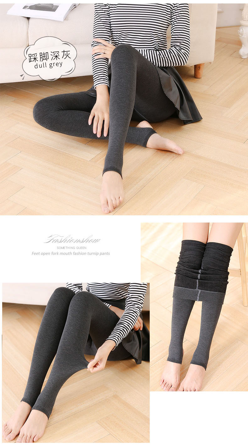 Mùa thu và mùa đông quần lót cộng với vớ nhung dày màu đen bước chân nữ quần legging ấm vớ vớ nhung mỏng mỏng quần tất hở bàn
