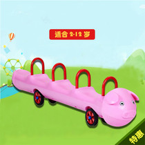 Multi-person cooperative car Kindergarten plastic scooter Two-person 4-person dragon boat slide scooter Group racing pulley car