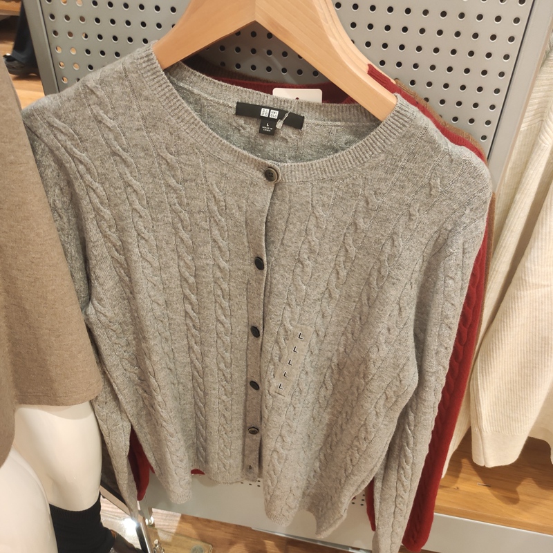 Women's Floral Button Round Neck Knit Cardigan/Sweater Jacket Air Conditioning Shirt 488123 New Model 481477 Uniqlo