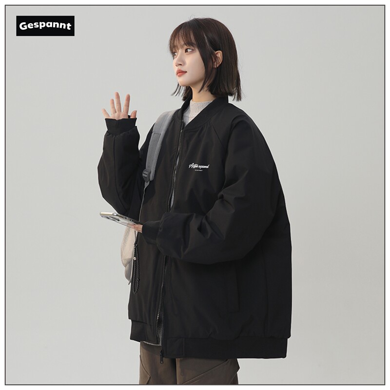 American-Style Workwear Bomber Jacket, Couple Style Baseball Jacket, Unisex, Padded and Thickened for Warmth American-Style Workwear Bomber Jacket, Couple Style Baseball Jacket, Unisex, Padded and Thickened for Warmth