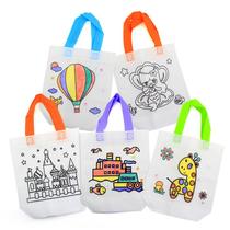 Childrens hand-painted blank filling graffiti bag environmental handbag painting art material bag diy non-woven bag